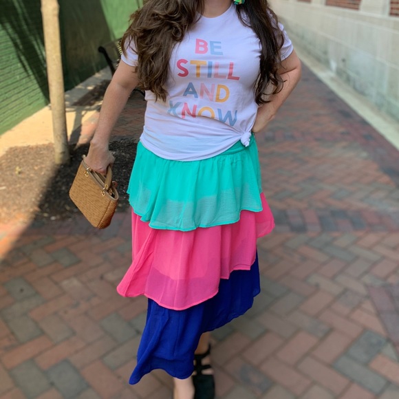 Tiered color block Skirt - Picture 2 of 3